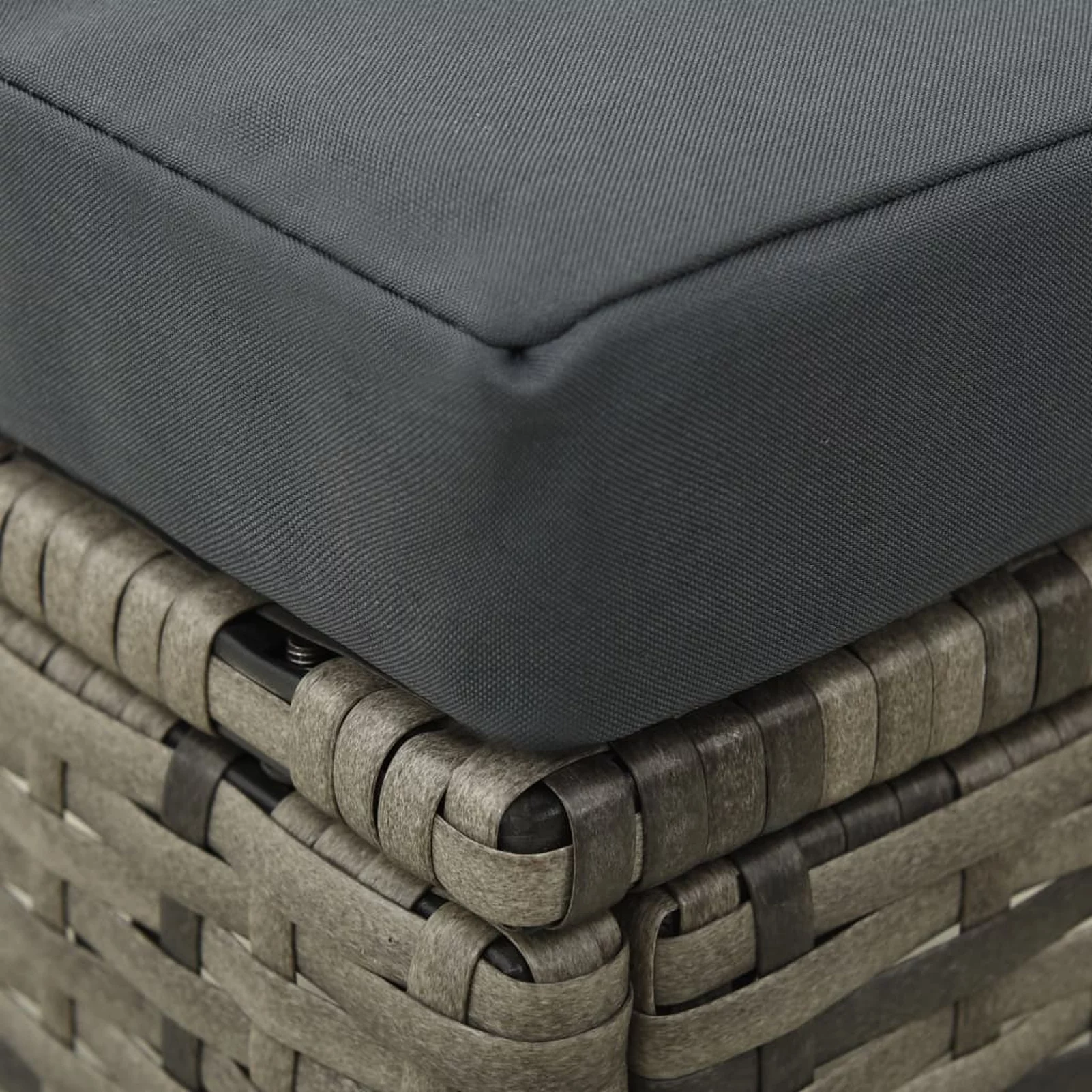 Anself 2-Seater Patio Sofa with Tea Table and 4 Stools Gray Poly Rattan Cushioned Garden Sofa Set for Garden, Backyard, Balcony 59.8 x 24.4 x 33.5 Inches (W x D x H)