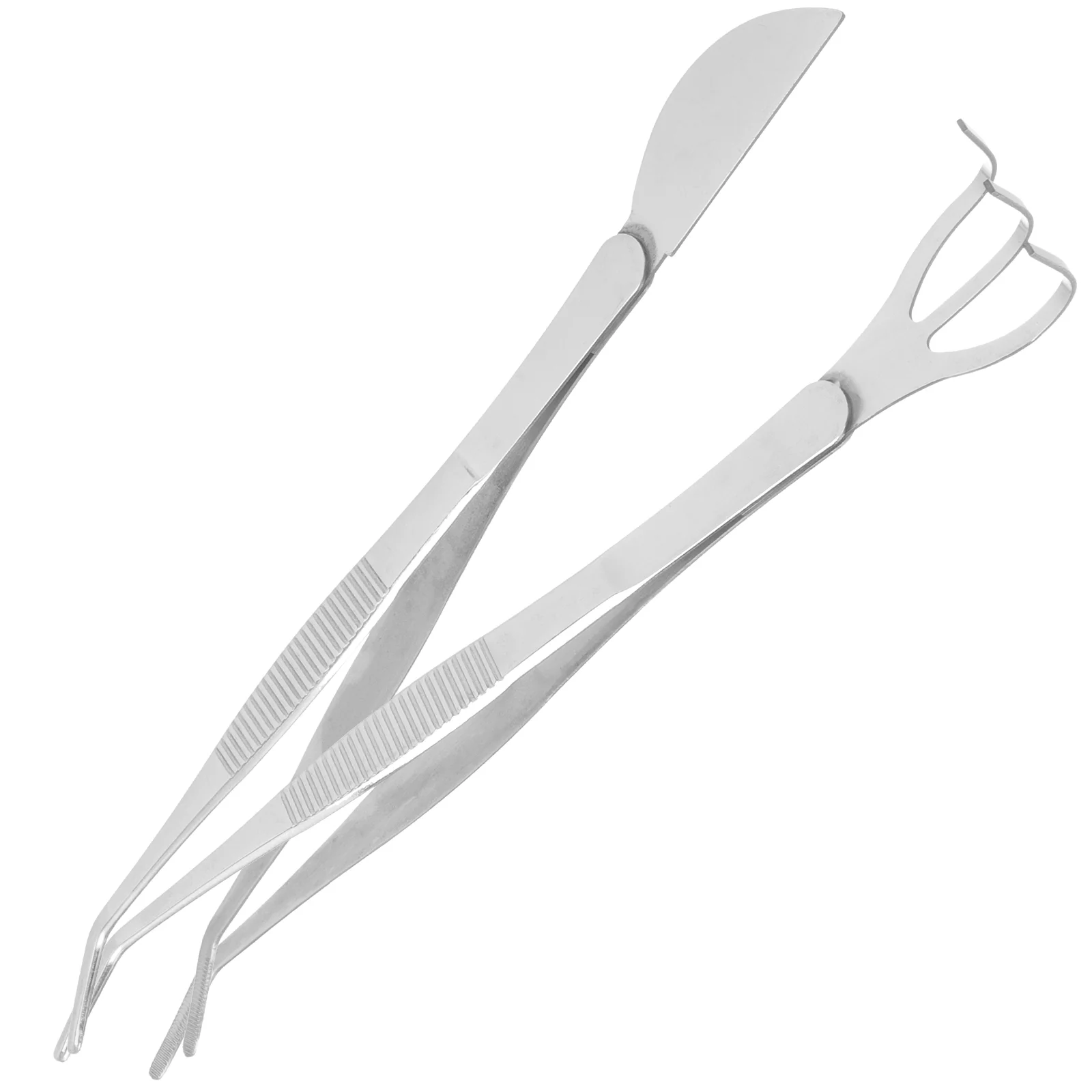 Qumonin 3-Prong Bonsai Tweezers Soil Loosening Tool Stainless Steel Gardening Tool