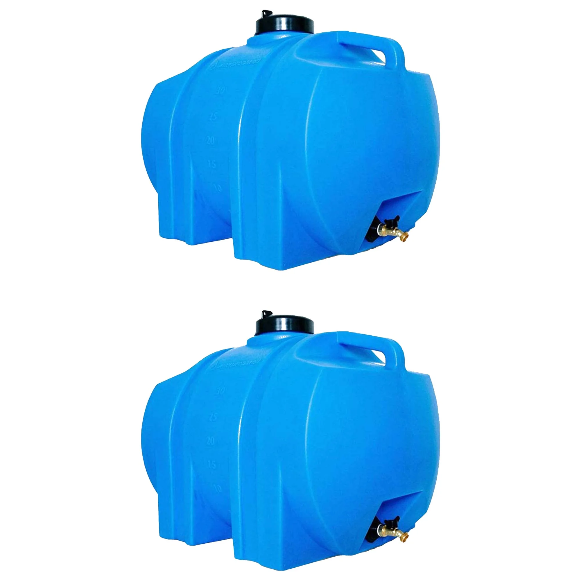 WaterPrepared 35 Gallon Utility Water Tank with Large Cap, Blue (2 Pack)