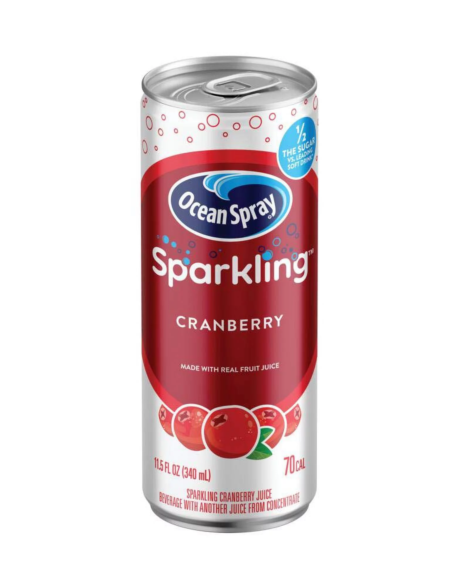 Ocean Spray Sparkling Cranberry Juice Cocktail, 11.5 Oz Cans (Pack Of 24)