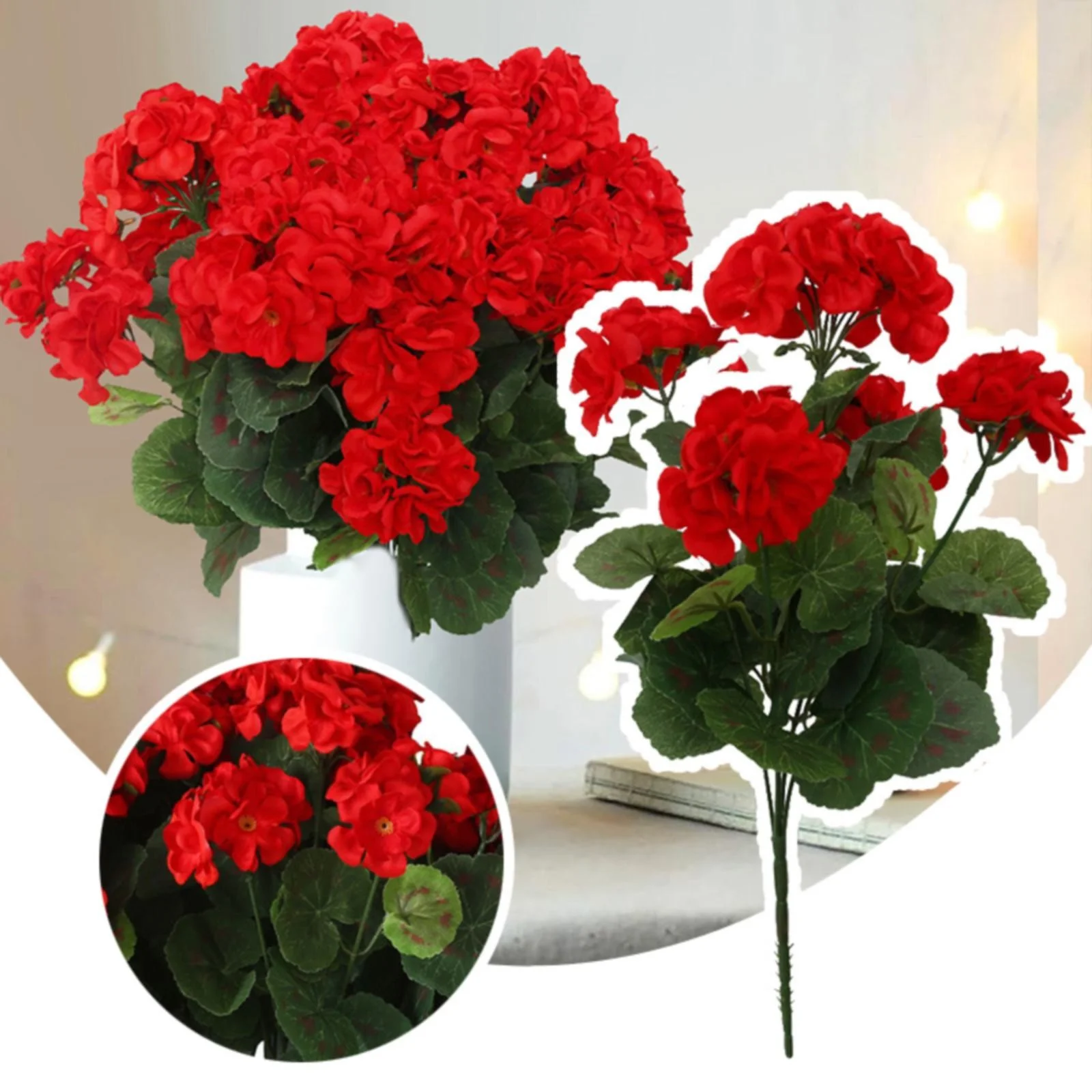 WYQLFSB Flowers Artificial for Decoration Flower Begonia Flower European And American Home Furnishing Decoration Flower Arrangement Decoration Geranium Silk Flower Home Decor Red One Size