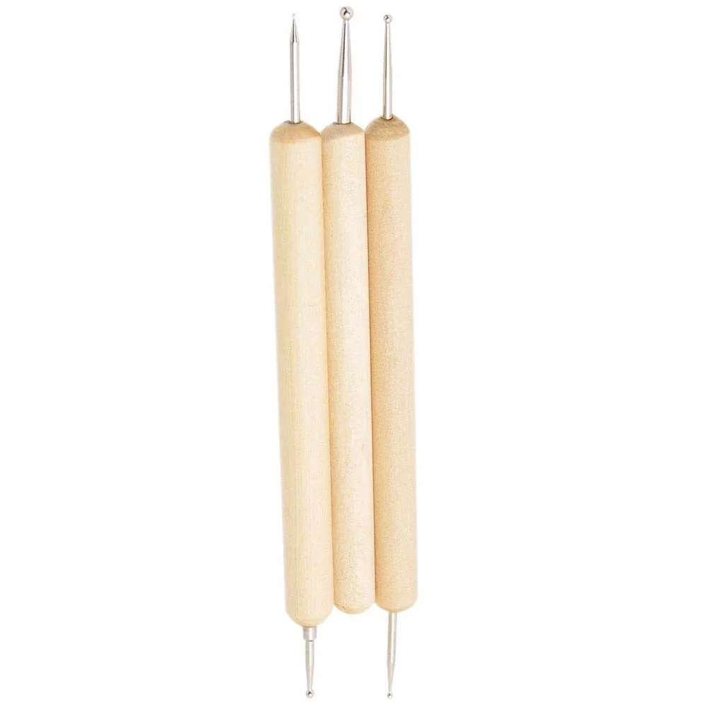 ARTISTS BEST 3 Piece Set of Rounded Tip Sculpting Tools | Double & Single Ended | Wood Handles | Vinyl Pouch Storage | Ideal for Clay & Wax Sculpting