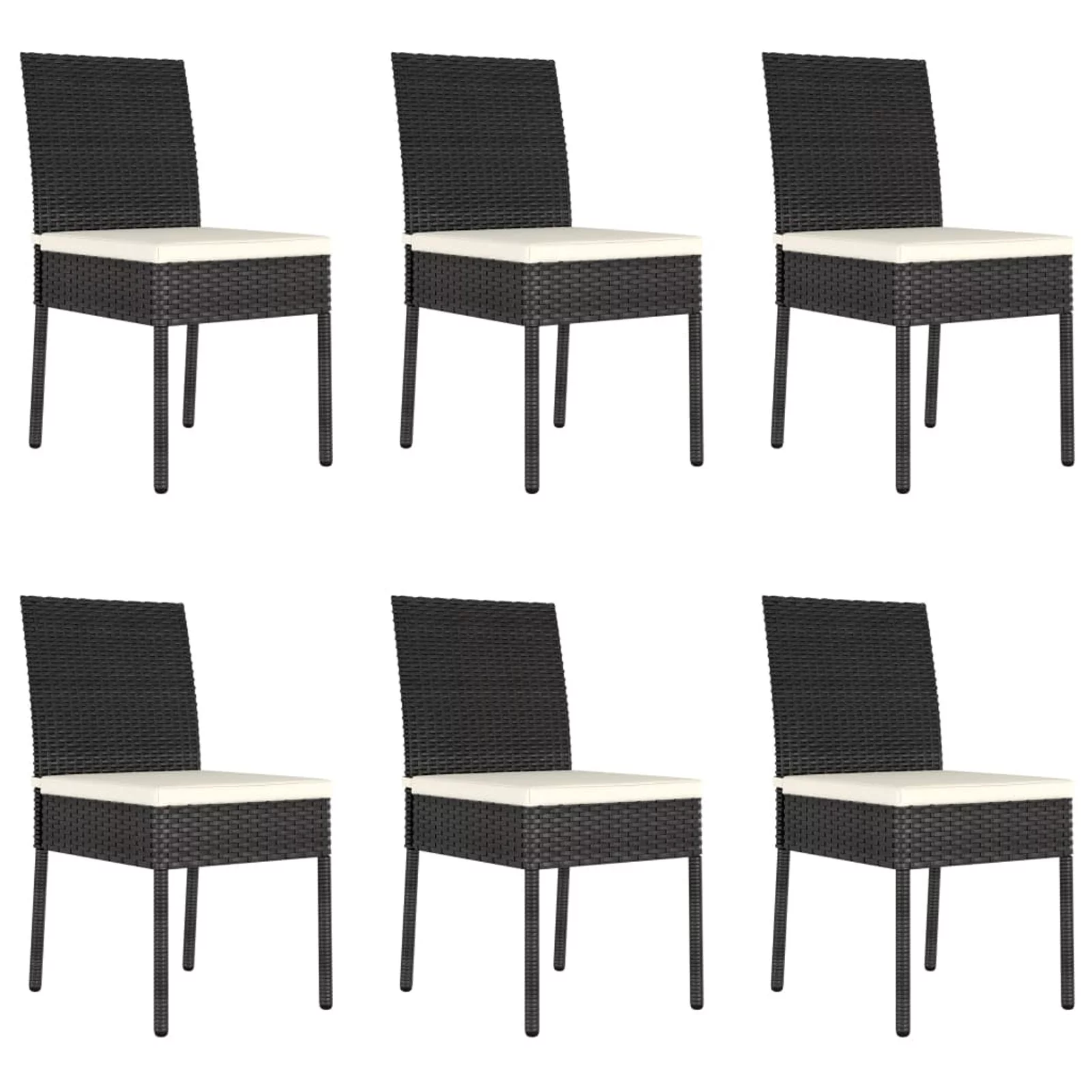 Suzicca 7 Piece Patio Dining Set Poly Rattan Black