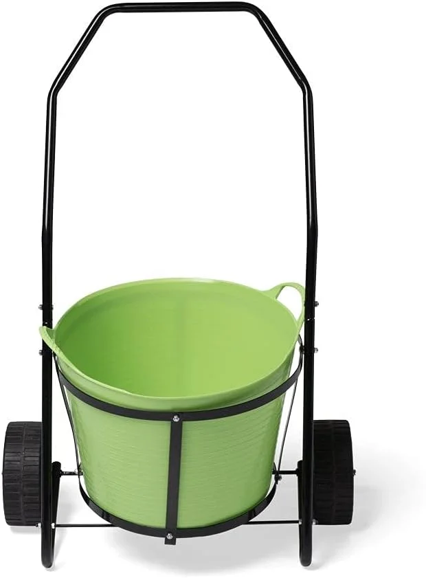 Garden Cart With Tubtrugs | Multi-Purpose Mobile Gardening Caddy with 11 Gallon Bucket | Outdoor Gardening Clean-up & Garden Tools Utility Cart - Holds up to 50 lbs