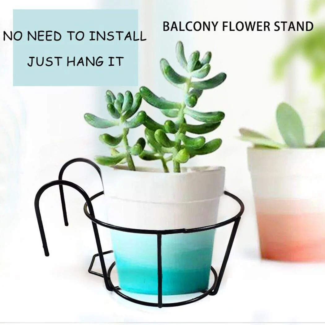 Garden Plant Pot Iron Rack,Planter Balcony Flower Hanging Holder,Metal Basket
