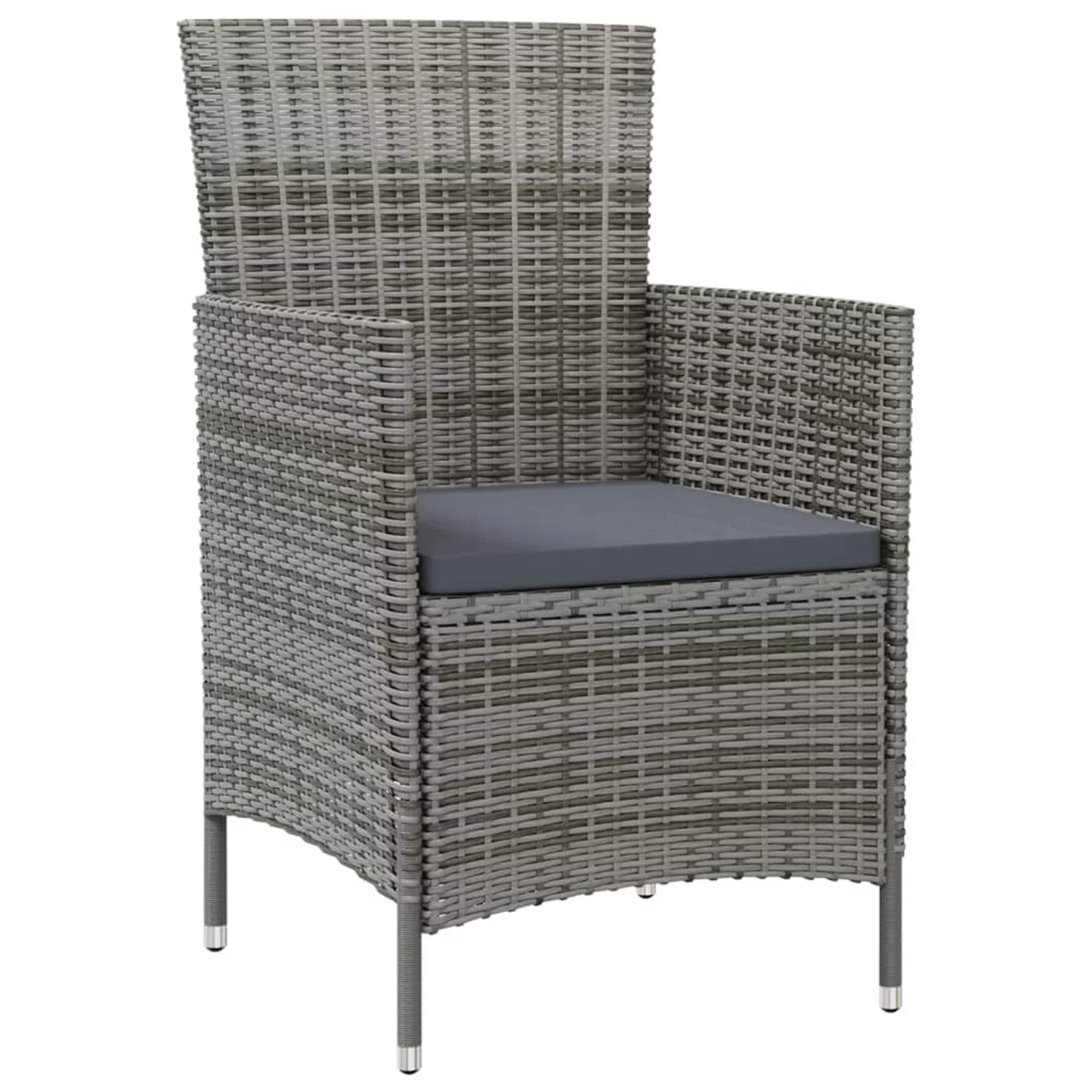 Aibecy Patio Chairs with Cushions 4 pcs Poly Rattan Gray