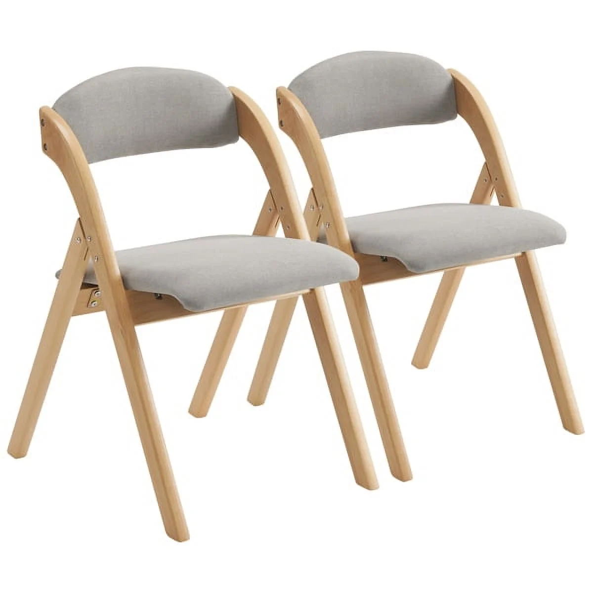 SYTHERS Folding Chairs, 2 Pack Wooden Stackable Dining Chairs with Padded Seats and Curved Back, for Guests Kitchen Office Wedding Party Picnic, Wood color