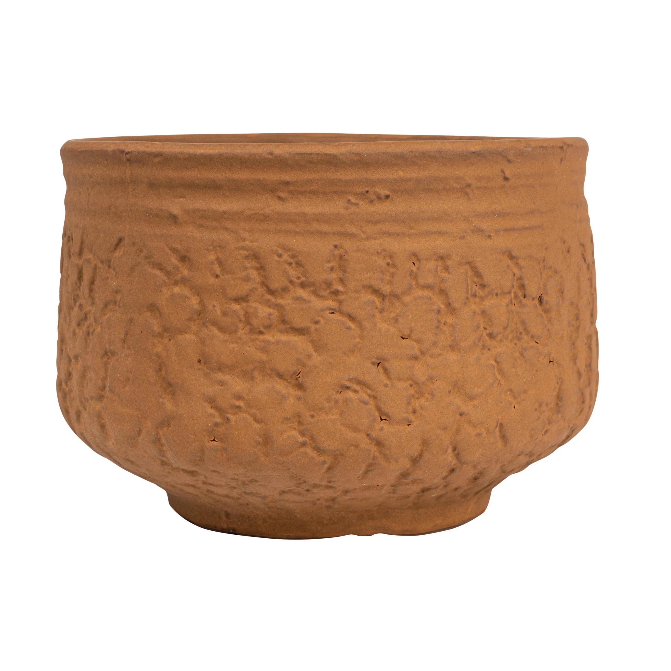 Creative Co-Op Boho Stoneware Planter with Embossed Pattern, Terracotta