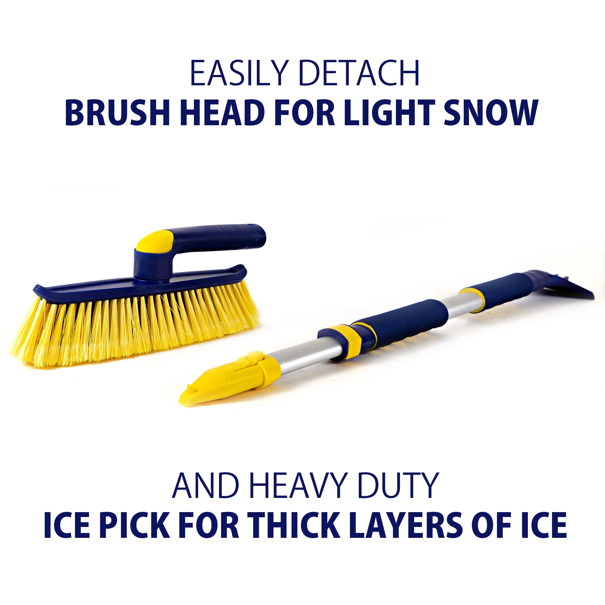 Michelin Hybrid Telescopic 34-50 inch Snow Brush Multi-Tool with Swivel Head
