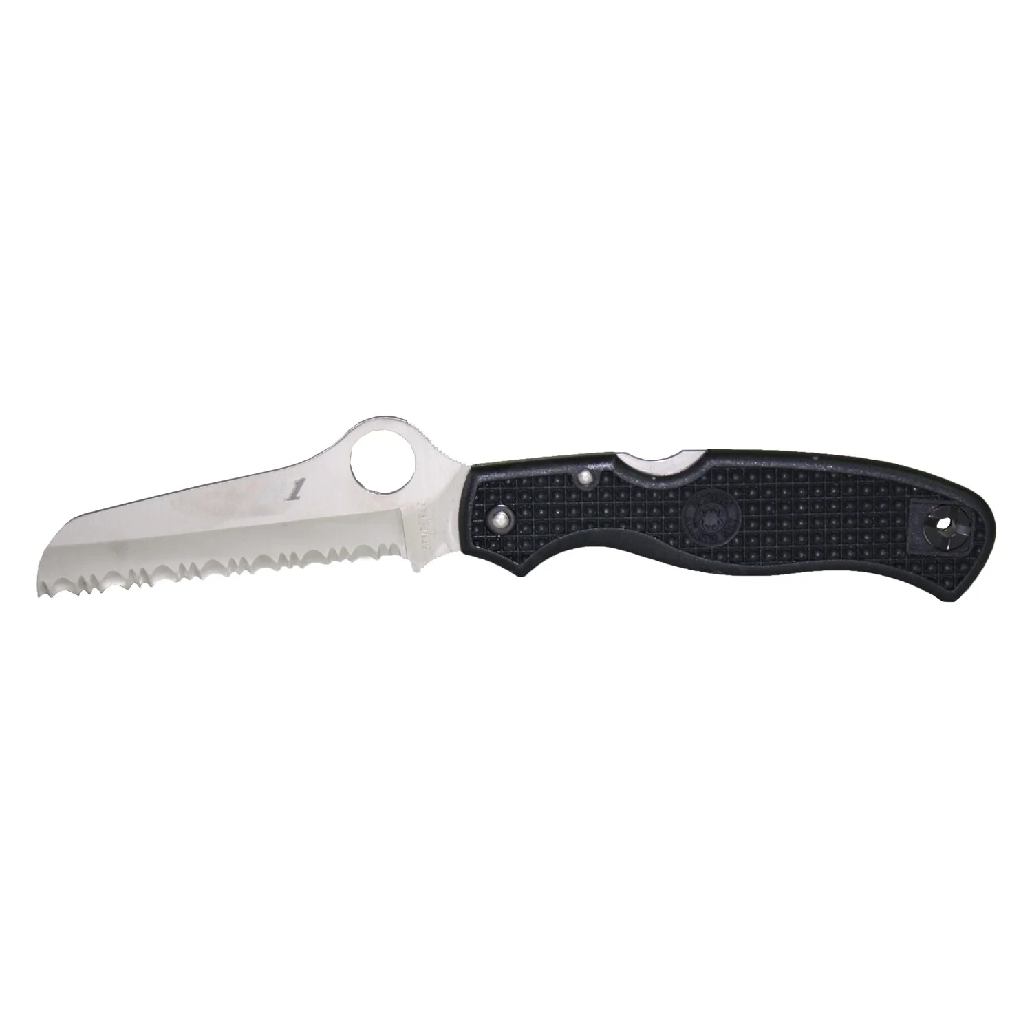 Spyderco Atlantic Salt Folding Pocket Knife w/ Serrated Blade, Black - C89SBK