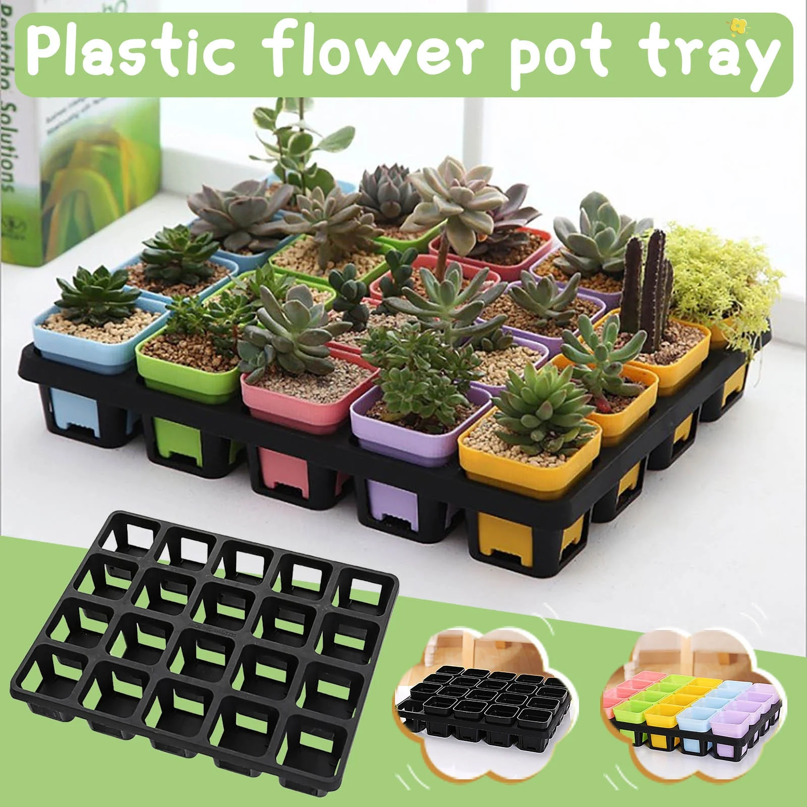 Black Square Bracket Water Storage Plastic Flower Pot Tray Succulent Leaf Insert Plate