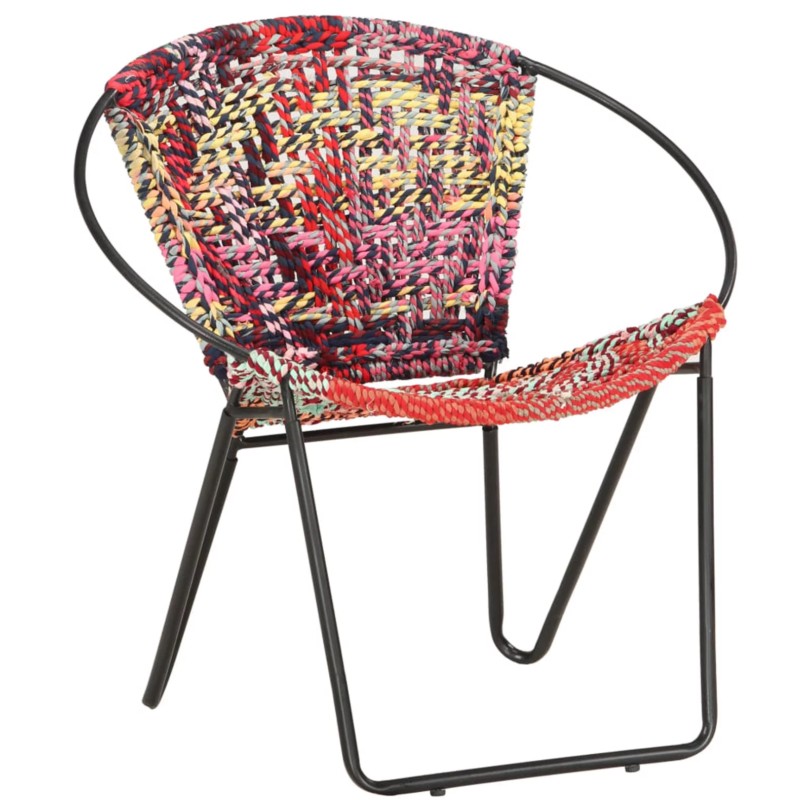 Tomshoo Circle Chair Multicolors Chindi Fabric