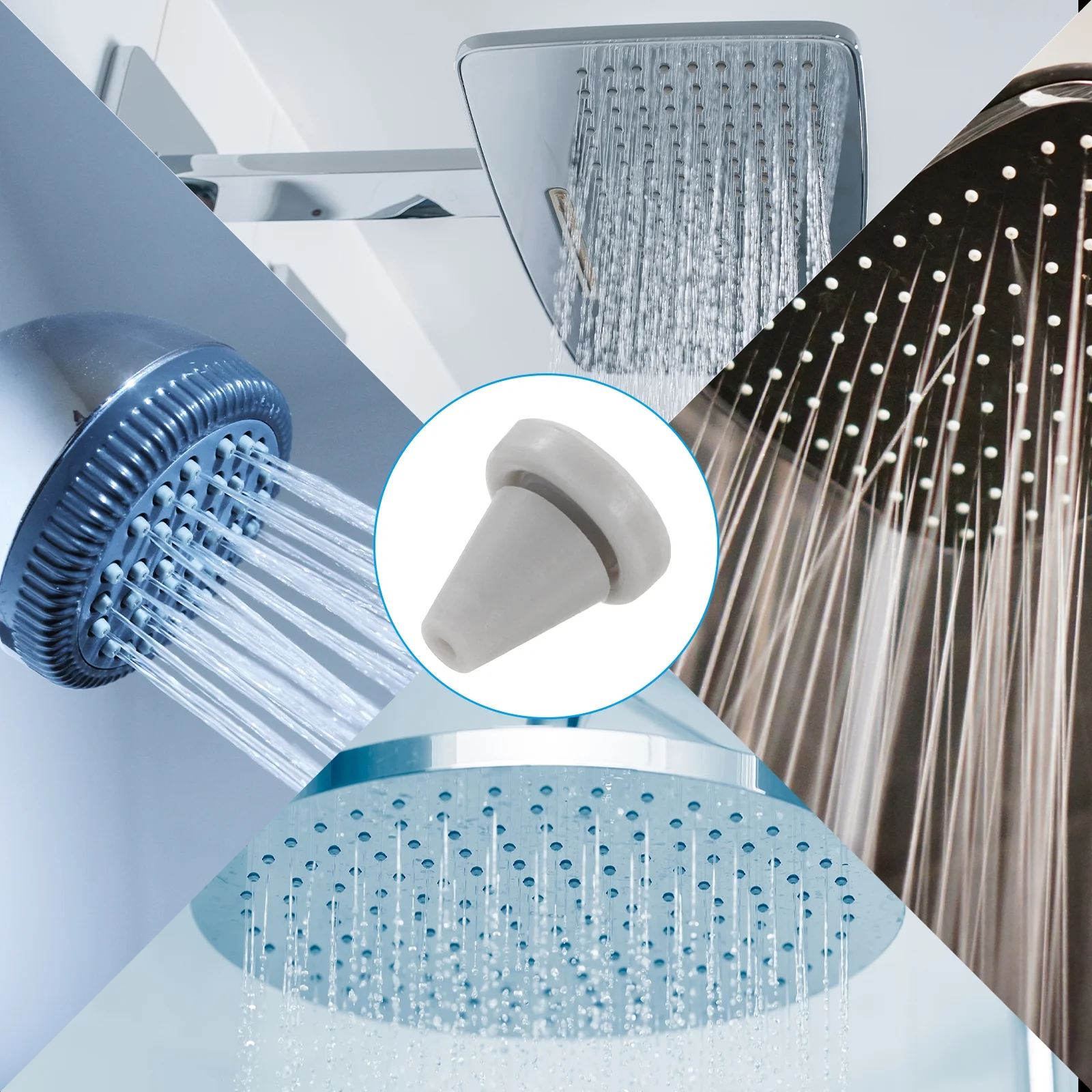 25pcs Shower Head Replacement Nozzles, Silicone Nozzle Sprinkler Spout Round Nib Fit 6mm Hole, Dark Grey