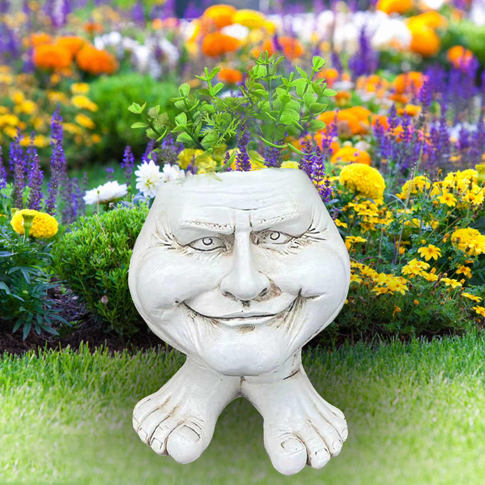 SIfdSeng Head Planter Funny Face Planters Pots Unique Face Flower Pot for Indoor Outdoor Resin Head Planter with Hole Cute Succulent Planter Father's Day Decorations Black and Gold