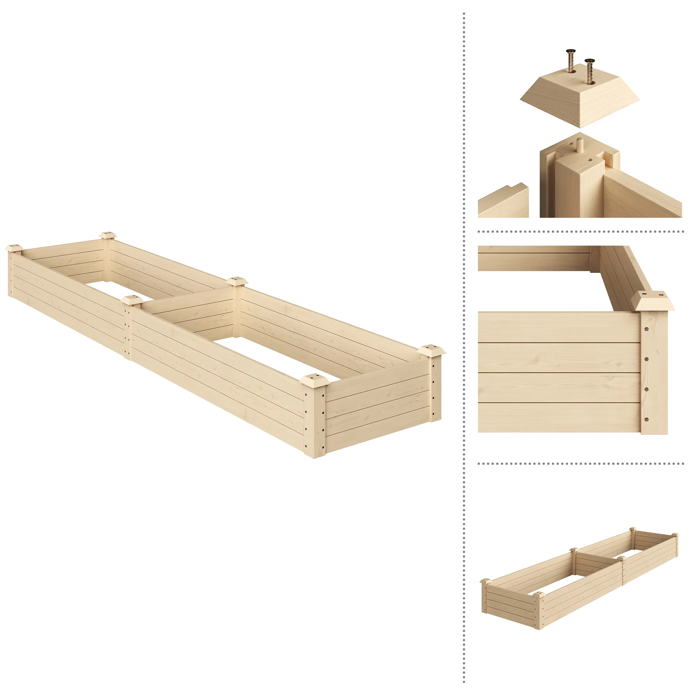 Home-Complete Raised Garden Bed - 8ftx2ft Wood Planter Box with Open Bottom