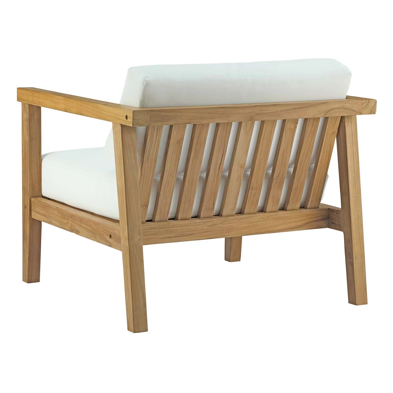 Modern Contemporary Urban Design Outdoor Patio Balcony Garden Furniture Lounge Chair Set, Set of Two, Wood, White Natural