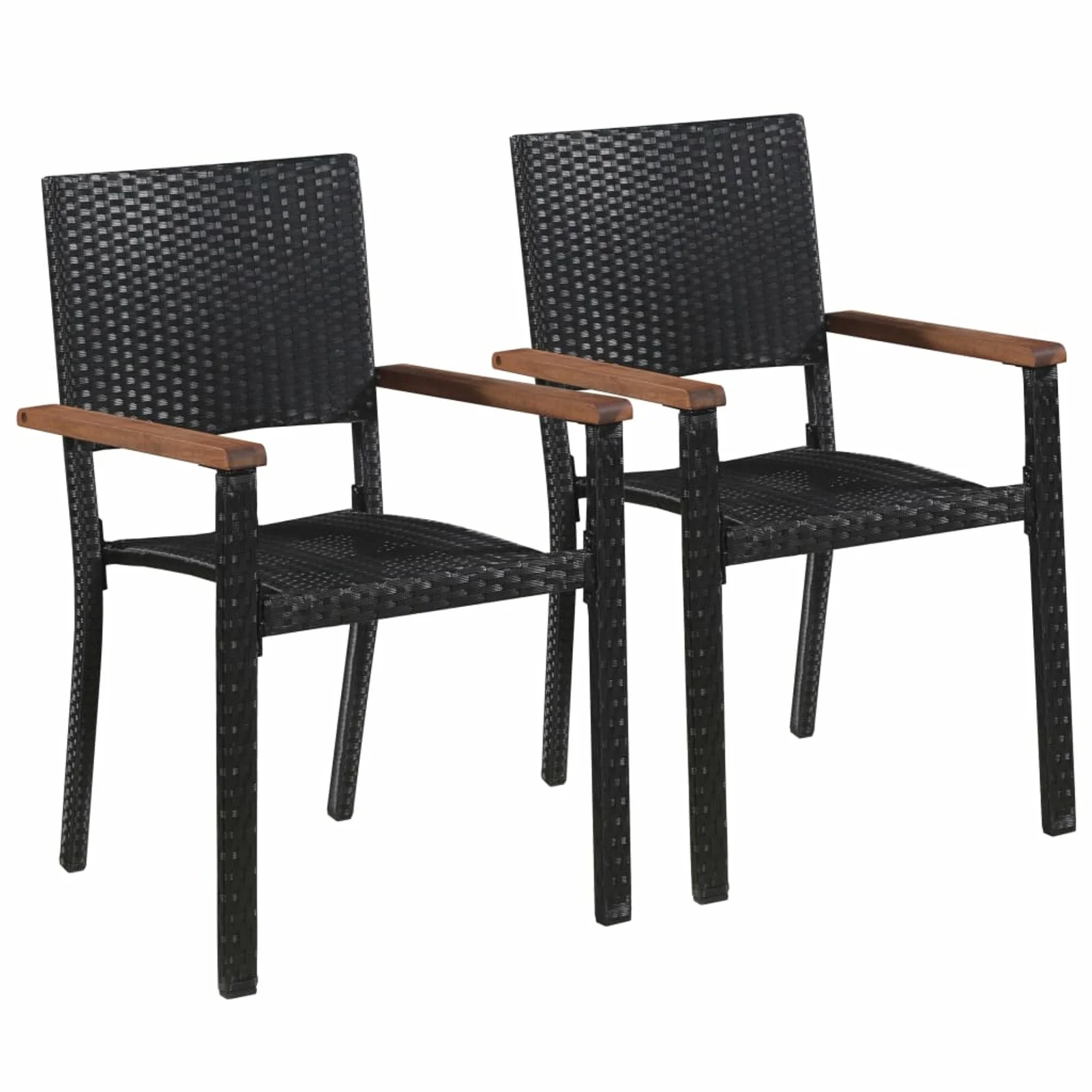 Dcenta 2 Piece Garden Chairs Black Poly Rattan  Dining Chair Steel Frame for Patio, Backyard, Lawn, Balcony,  Furniture 22 x 21.7 x 34.6 Inches (W x D x H)