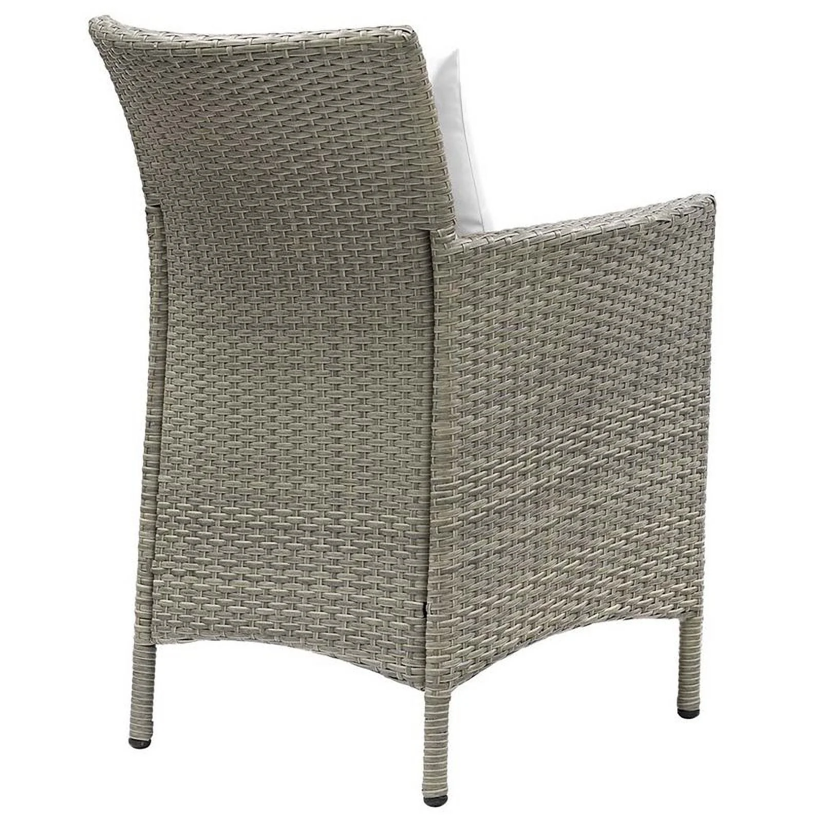 Pemberly Row  Patio Dining Arm Chair in Light Gray and White