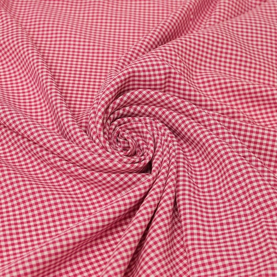 FREE SHIPPING!!! Fuchsia Mini Checkered Gingham Poly Poplin Woven Fabric by the Yard