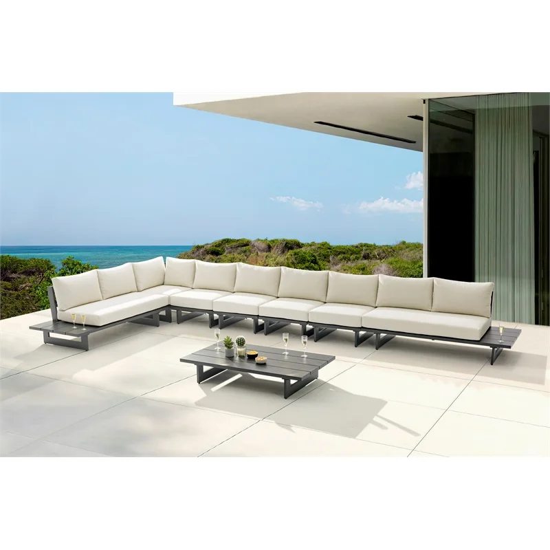 Meridian Furniture Maldives Cream Water Resisting Outdoor Modular Sectional