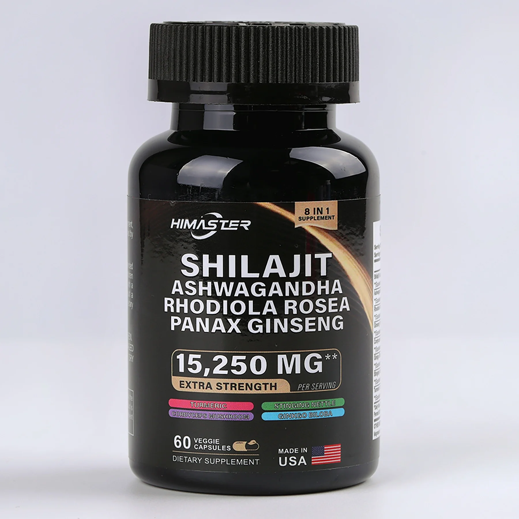 Himaster Shilajit Pure Himalayan 9000MG, Energy Booster Ashwagandha 2000MG, Panax Ginseng 1500MG, Turmeric 500MG, Ginkgo Biloba 500MG, Cordyceps Mushroom 500