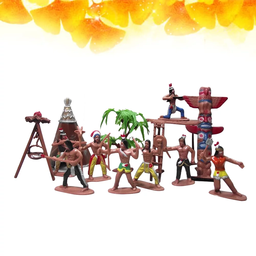 Homemaxs Indian Figures Figure Native Toys American Figurines Indians Playset Model Plastic Kids Action Figurine  West