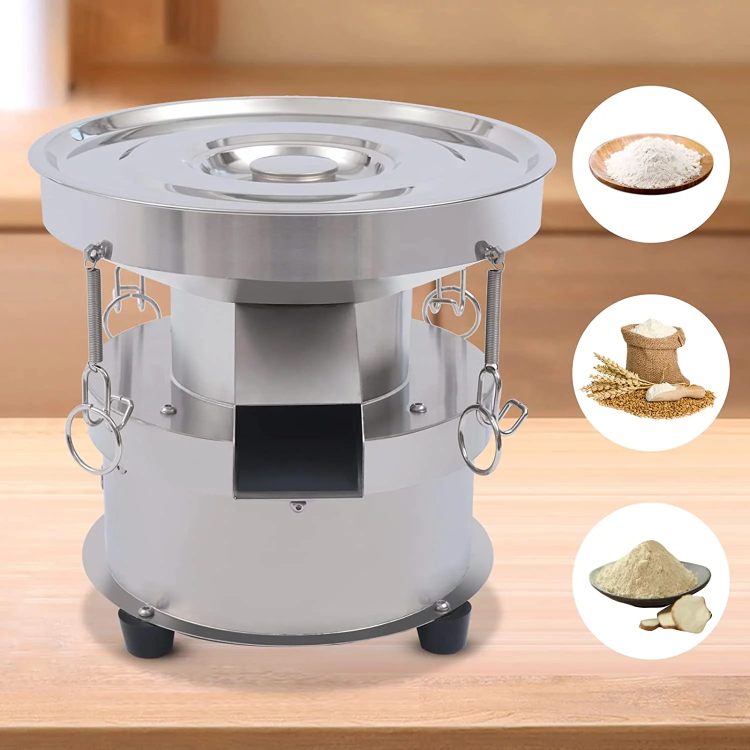 Miumaeov Automatic Sieve Shaker 50W 110V Electric Flour Sifter Vibrating Sieve Machine 1350N/Min 40-Mesh Sieve + 60-Mesh Sieve