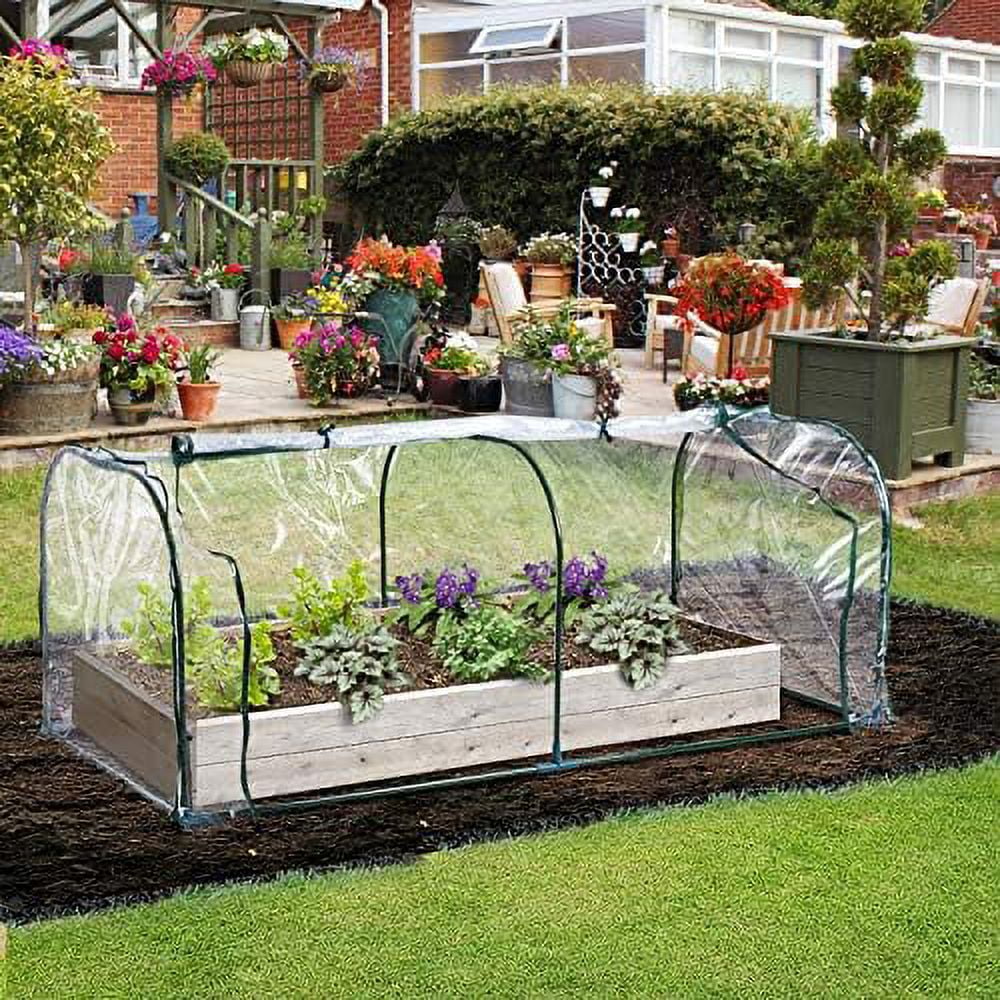 7' L X 3' W X 2.5' H Portable Tunnel Greenhouse For Outdoor Garden Hot House With 4 Zippered Doors, PVC Cover