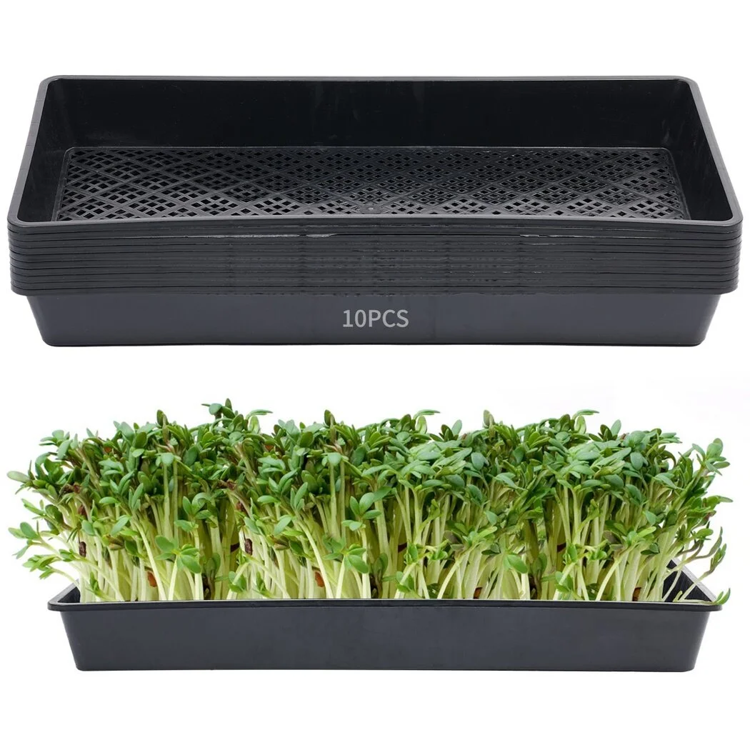 10Pcs Seed Starter Trays, Mesh Bottom Propagation Trays, Microgreens Growing Trays, Perfect Plant Growing Trays for Soil Block, Growing Mat, Hydroponic Growing