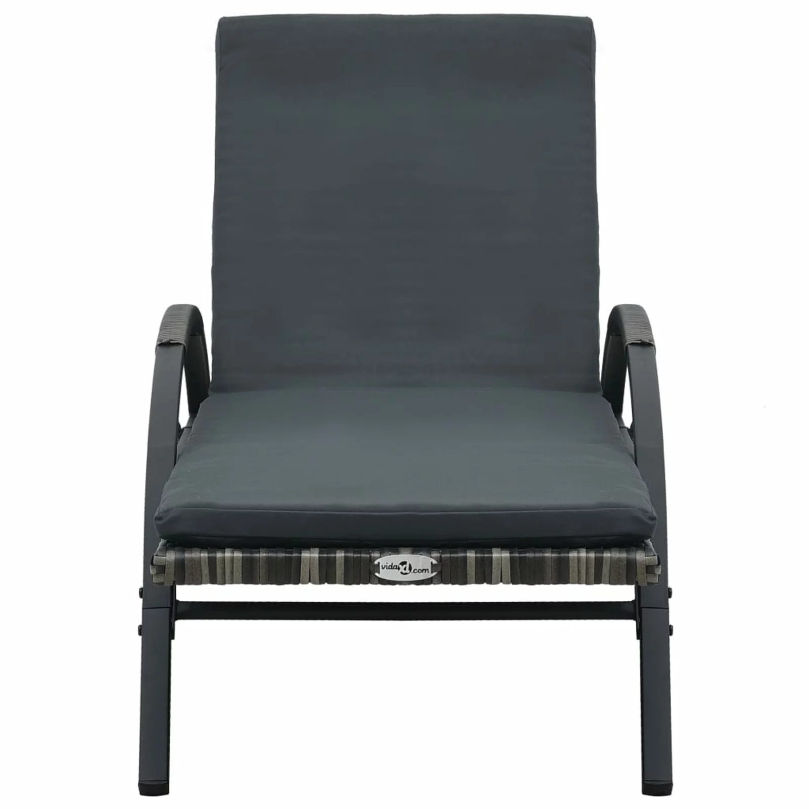 Andoer Sun Lounger with Cushion & Wheels Poly Rattan Anthracite