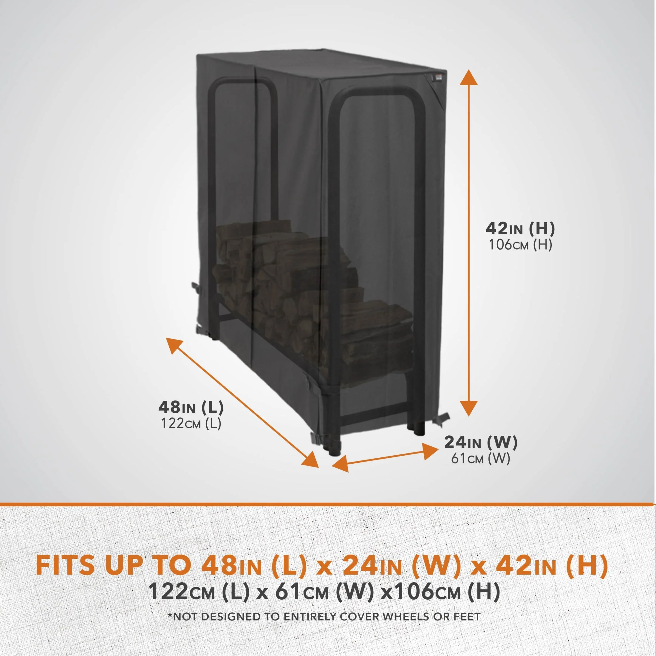 Modern Leisure Monterey 4' Outdoor Log Rack Cover, Black