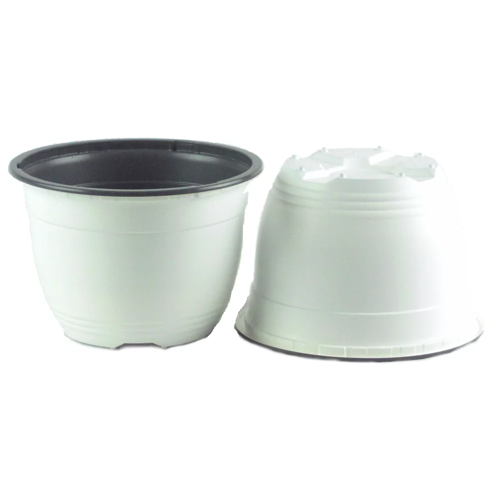 Poppelmann  6 in. Plastic Pot White & Gray - Pack of 6