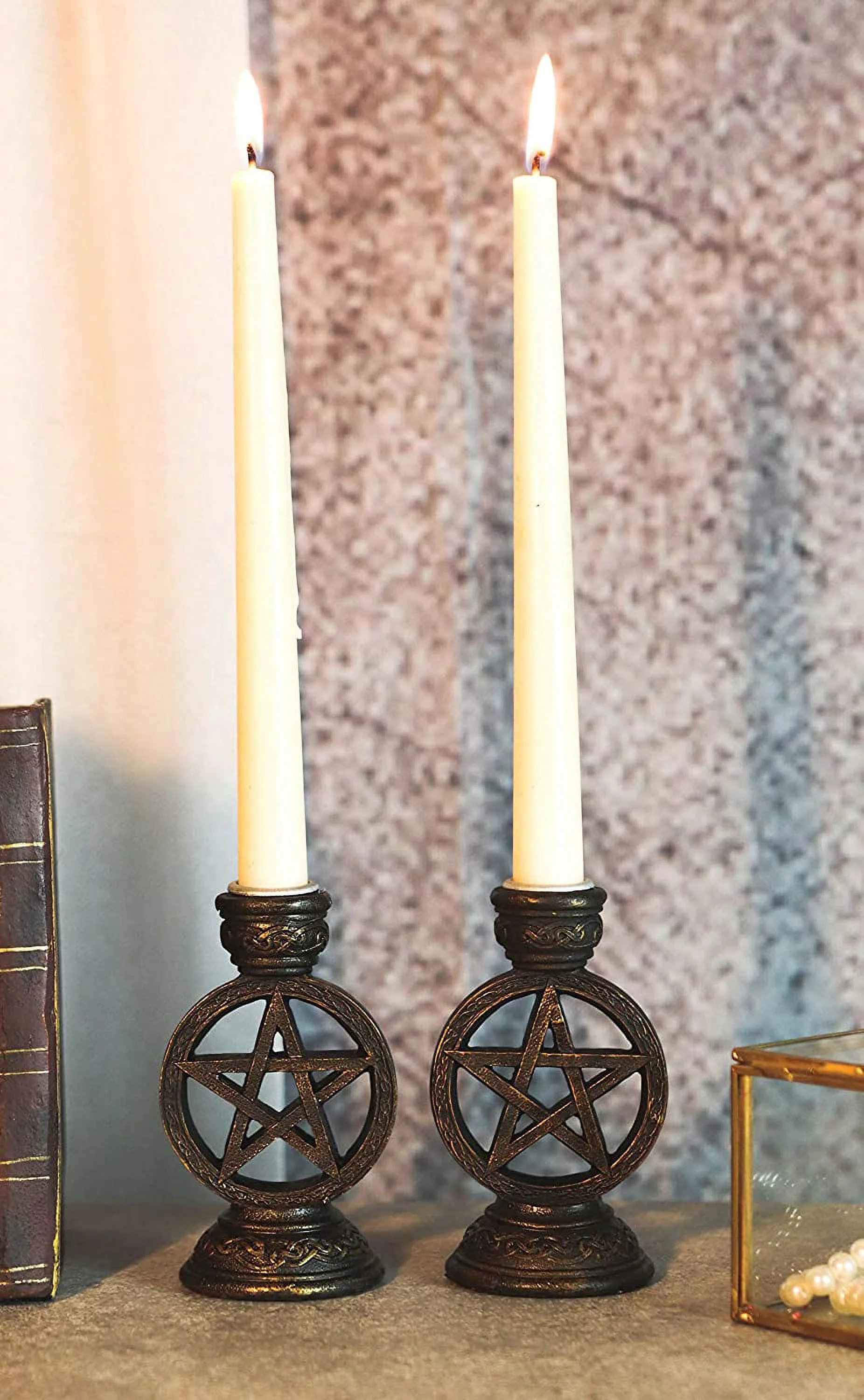 Pacific Giftware Gothic Pentagram Candle Incense Holder Set