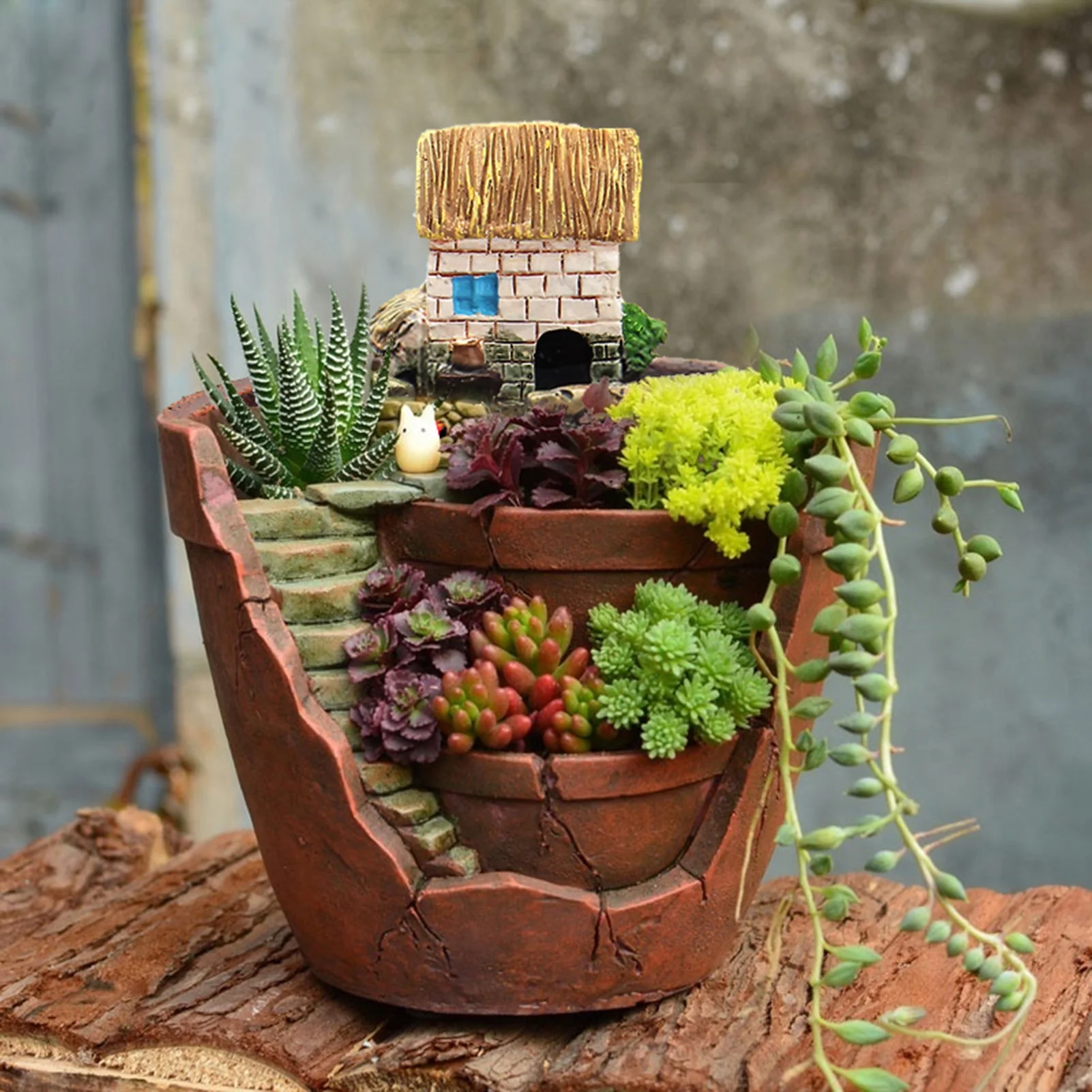 GoolRC Furnishing articles,Plant Plant Resin Pot Potted Fairy-tale Microlandschaft Flower Pot Fairy-tale World Plant World Plant Plant Potted Fairy-tale World Decoration. Huiop Rookin Siuke