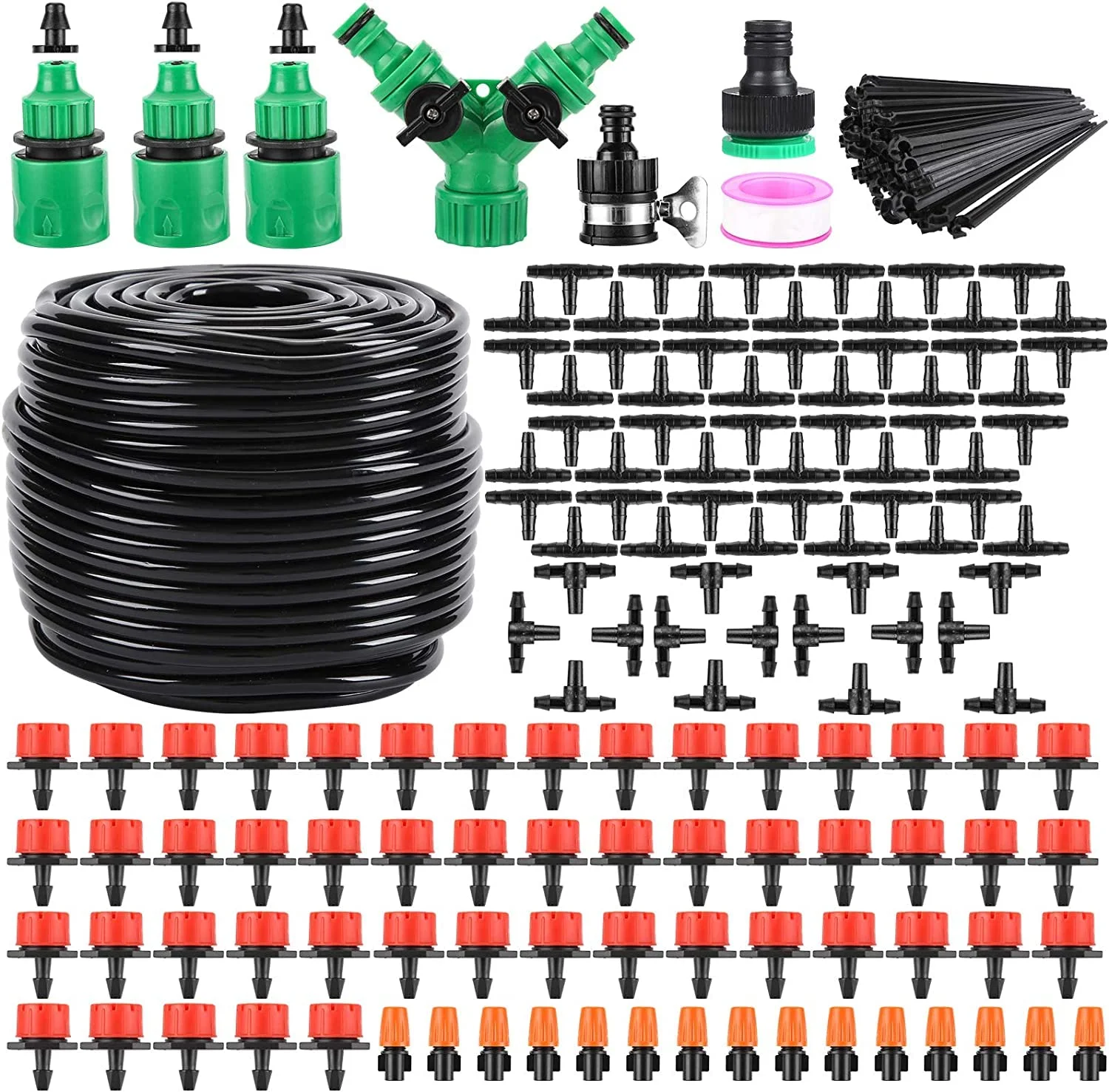 164FT 180 Pcs Drip Irrigation Kit, Garden Irrigation System 1/4