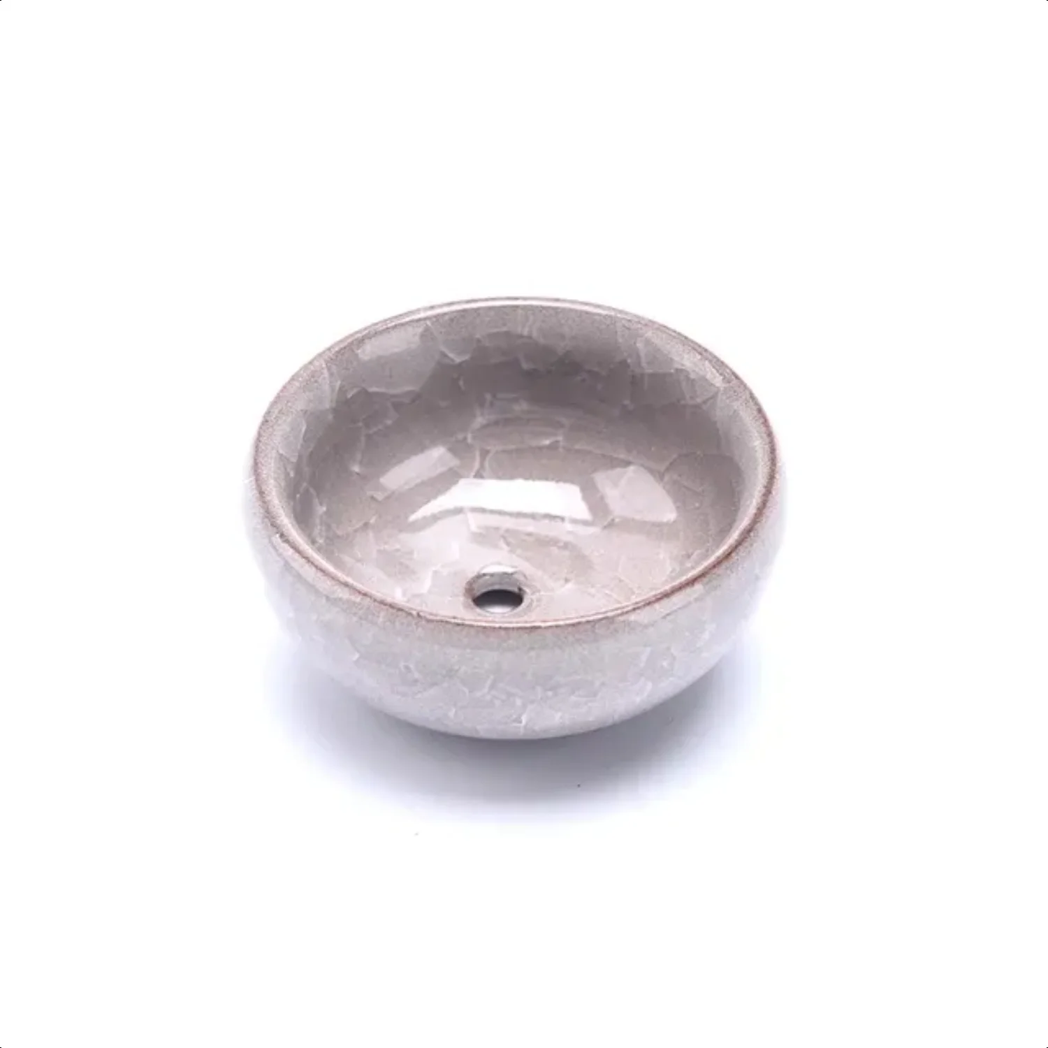 Handcrafted Cute Ice-Crack Glaze Flower Ceramic Succulent Planter - 1pc Mini Plant Pot with Bottom Hole  Desktop Small Flowerpot  Perfect Gift