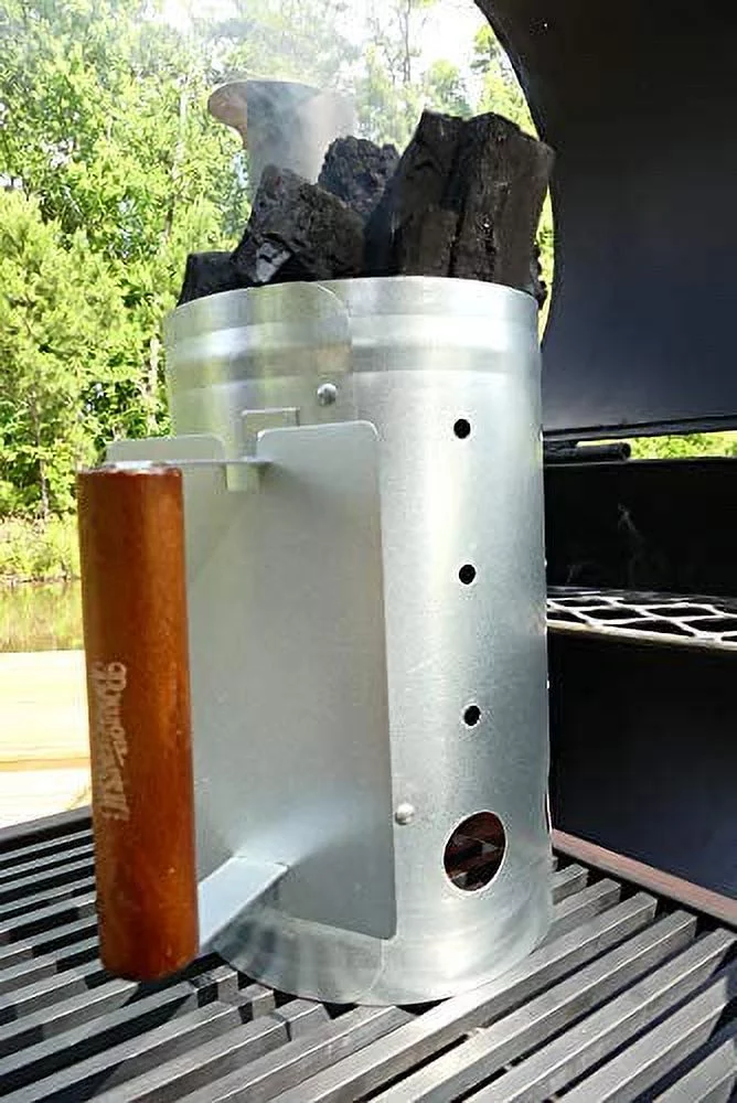Bayou Classic Charcoal Starter Features Shielded Hardwood Handle Perfect Addition For Any Charcoal Grill…