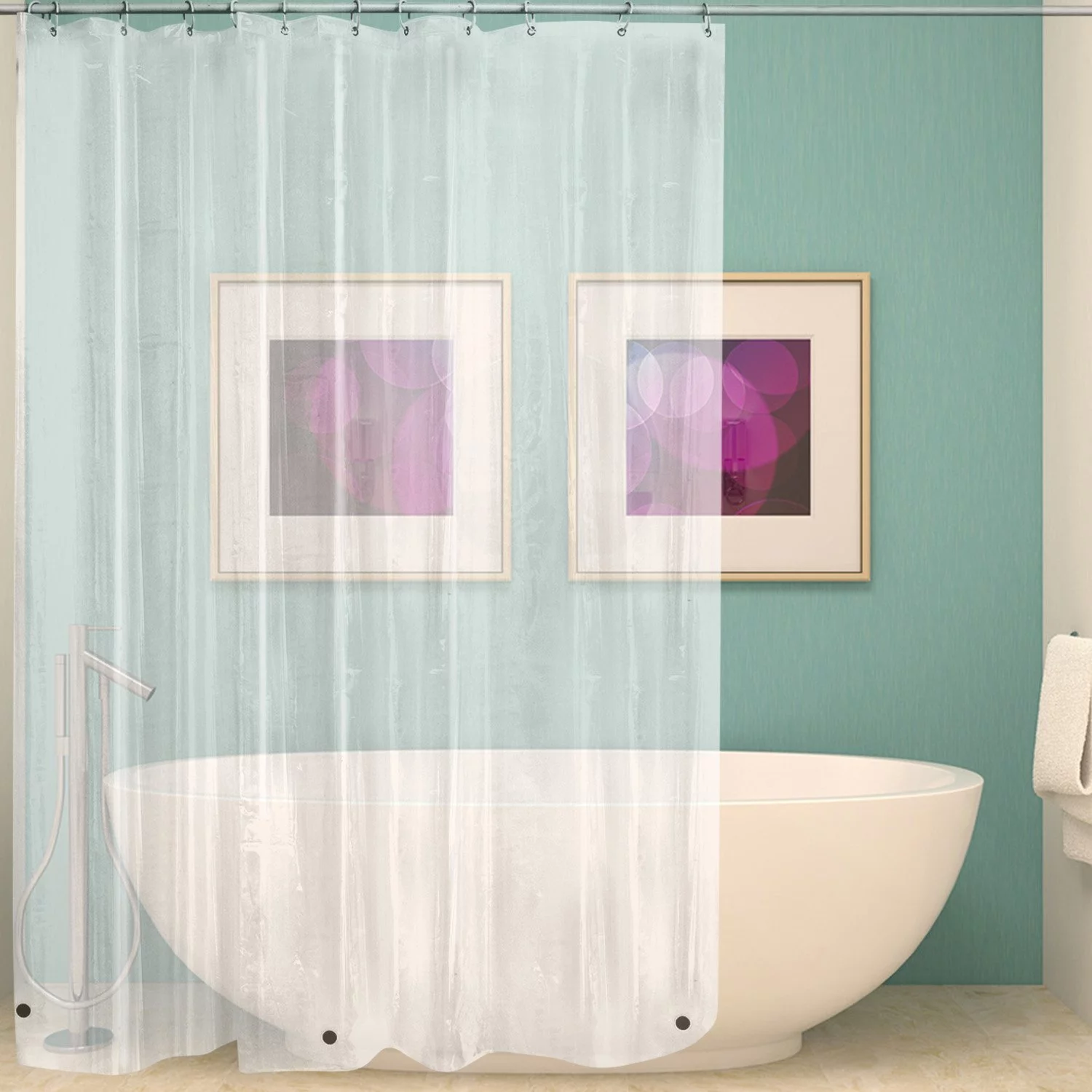 INTSUPERMAI Bathroom Shower Curtain Eco-Friendly PEVA Water and Mildew Resistant Clear 72*72
