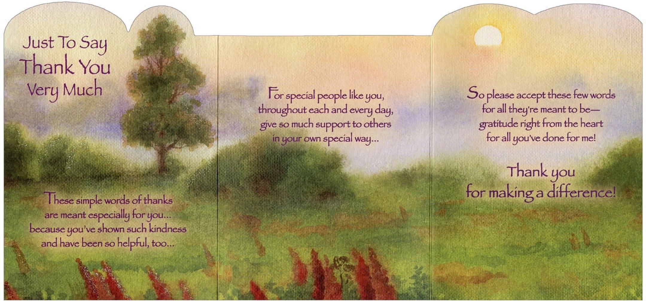 Designer Greetings Just to Say : Watercolor Evergreen Tree Die Cut Z-Fold Thank You Card