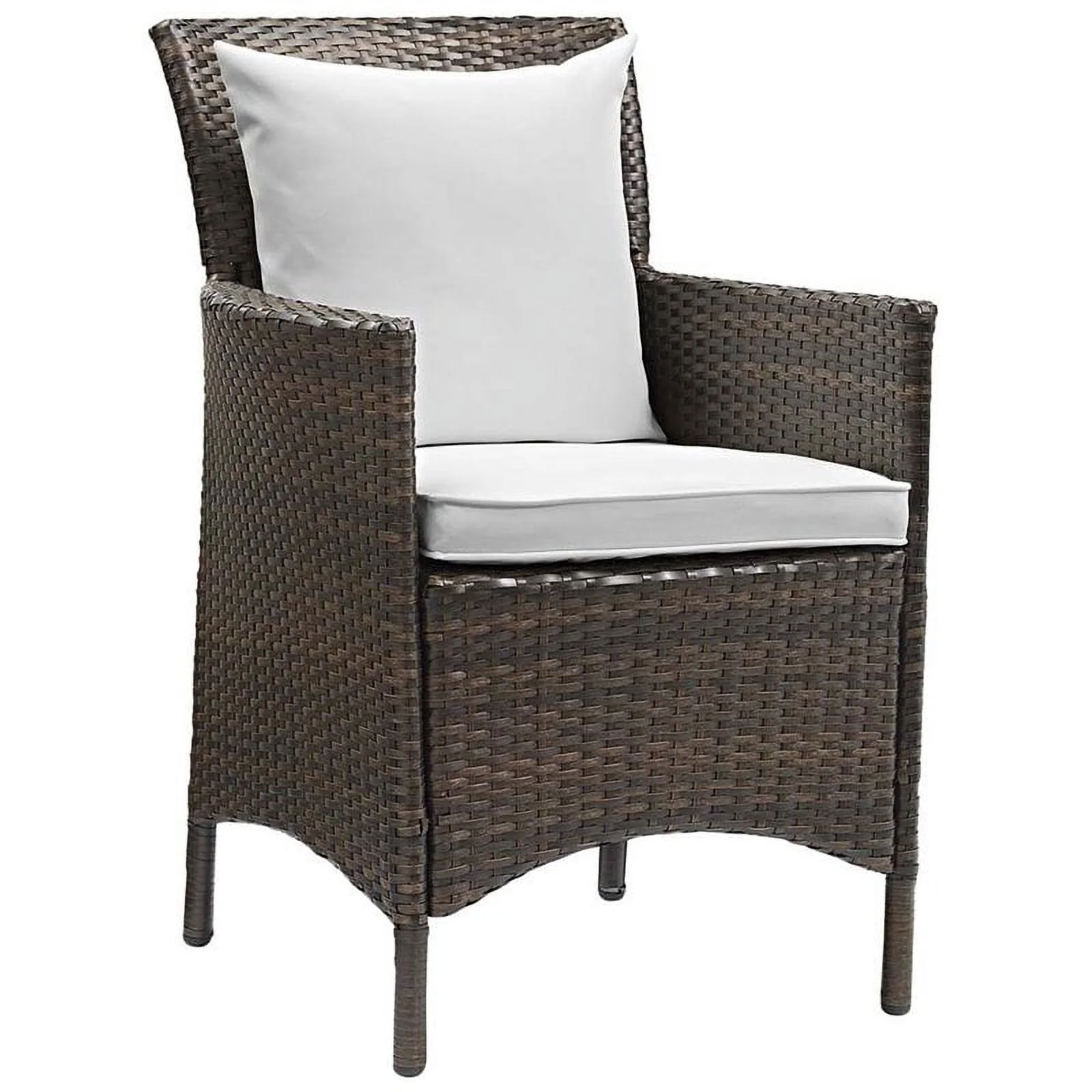 Pemberly Row  Patio Dining Arm Chair in Brown and White