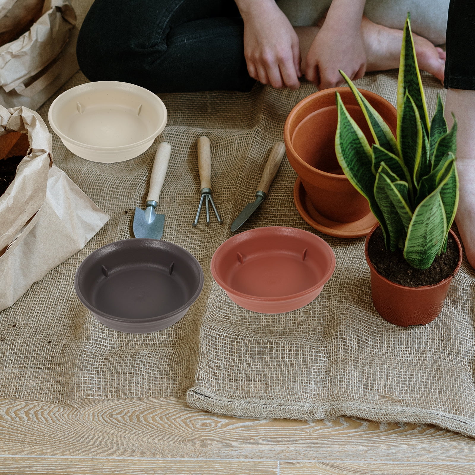 Gongxipen 2pcs Round Plant Saucer Tray Plastic Flower Pot Saucer Pallet Round Flower Pot Base