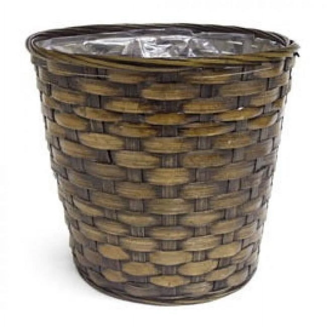 AI-3525GB-Q01 7 in. Brown Woven Bamboo Planter