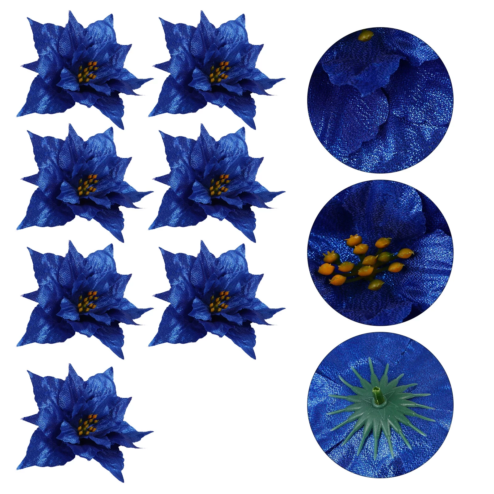 Etereauty Christmas Glitter Flowers Poinsettia Artificial Xmas Flowers Pe Flower Flower Flower