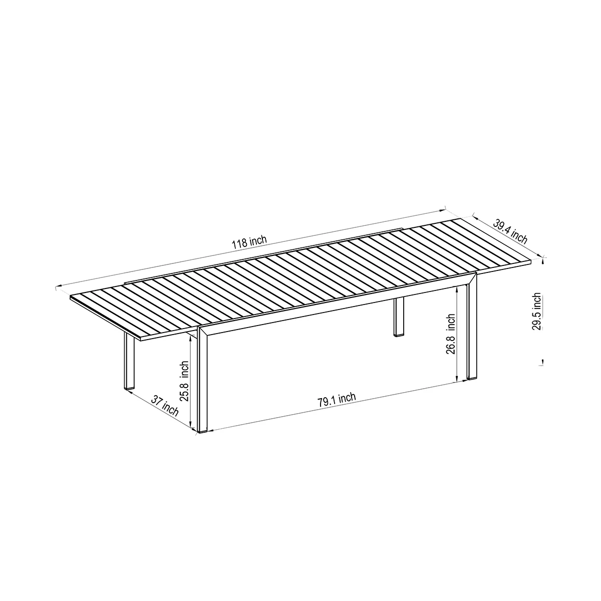 Amazonia Saint Denis Maintenance-Free Aluminum Extendable Patio Dining Table