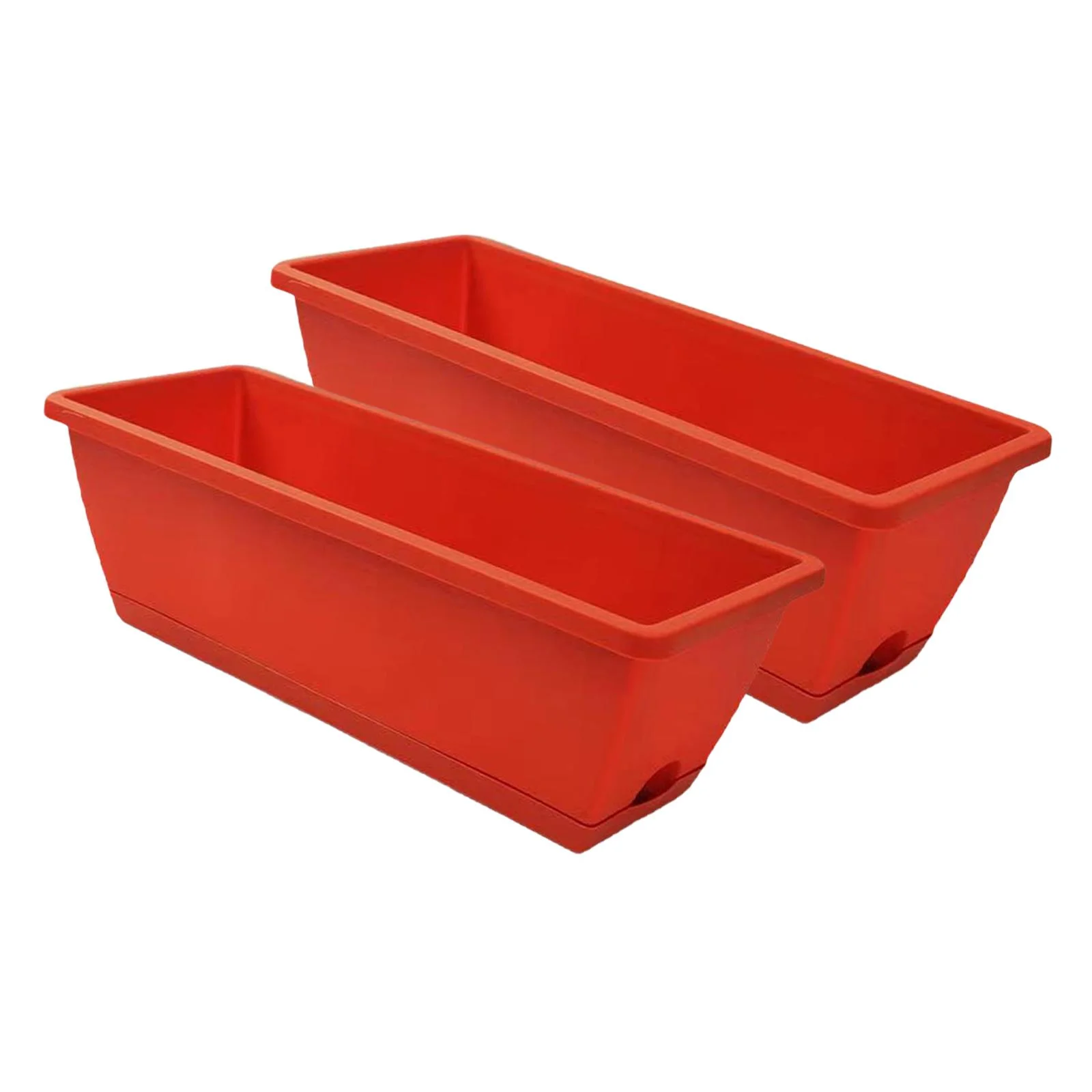 Colaxi 2Pcs Flower Window Box Container with Drainage Holes Garden Flower Plant Pot for Home Decor Indoor Garden Yard Red