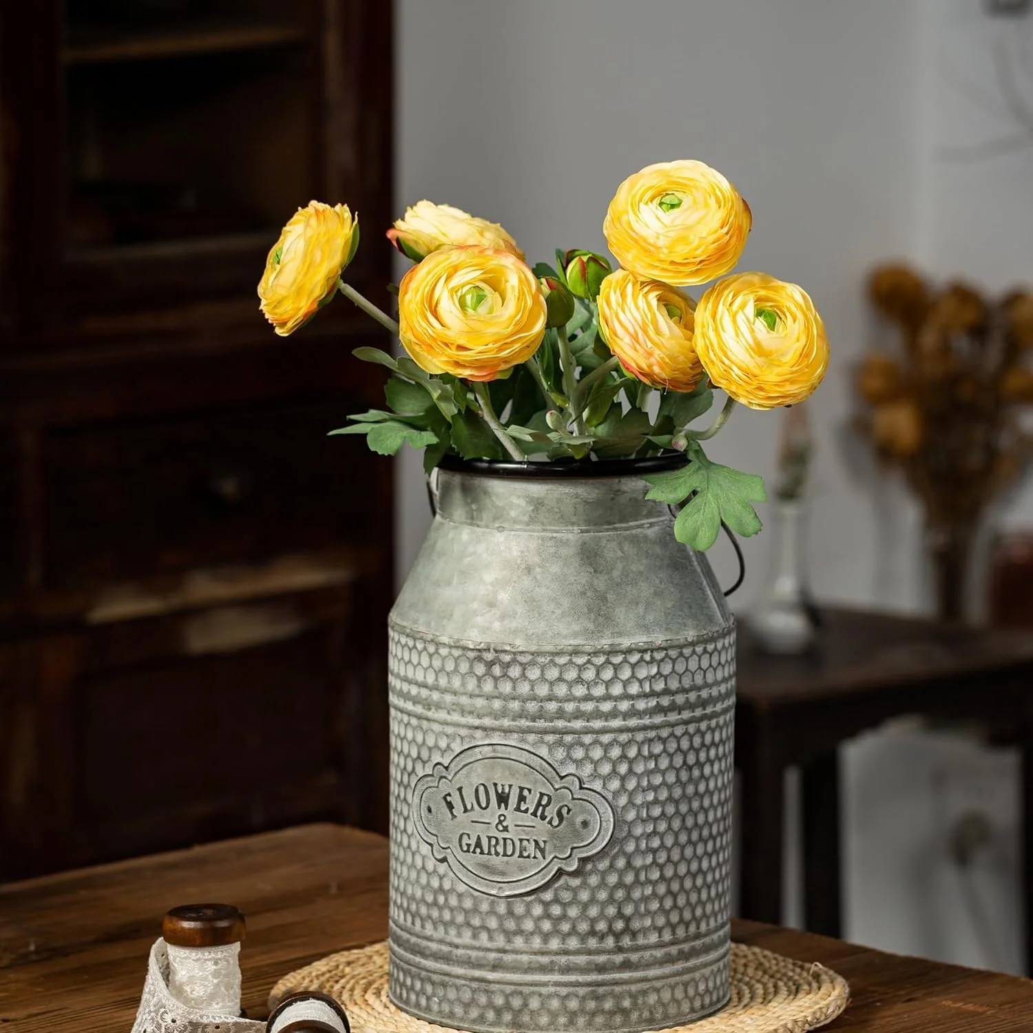 Nvzi Artificial Ranunculus Flowers with Real Touch Stem, Silk Ranunculus Flowers(6 Pack) (Yellow)