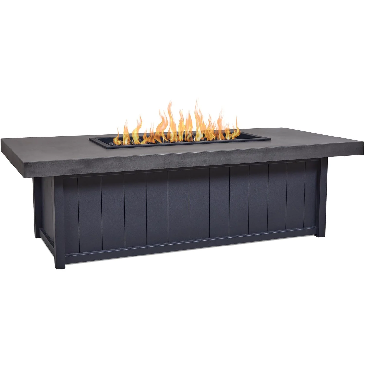 Grahamview 72 Inch Rectangular Aluminum Natural Gas Fire Pit Table in Gray By BBQGuys Signature