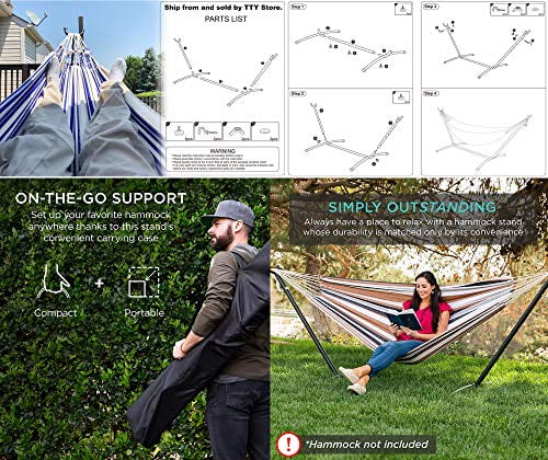 9FT  Portable Heavy-Duty Steel Hammock Stand w/Carrying Case, Weather-Resistant Hammock Chair Stand Hanging Chair Stand Only for Indoor or Outdoor, Backyard Decor Bed Patio Lawn Garde 300Lbs