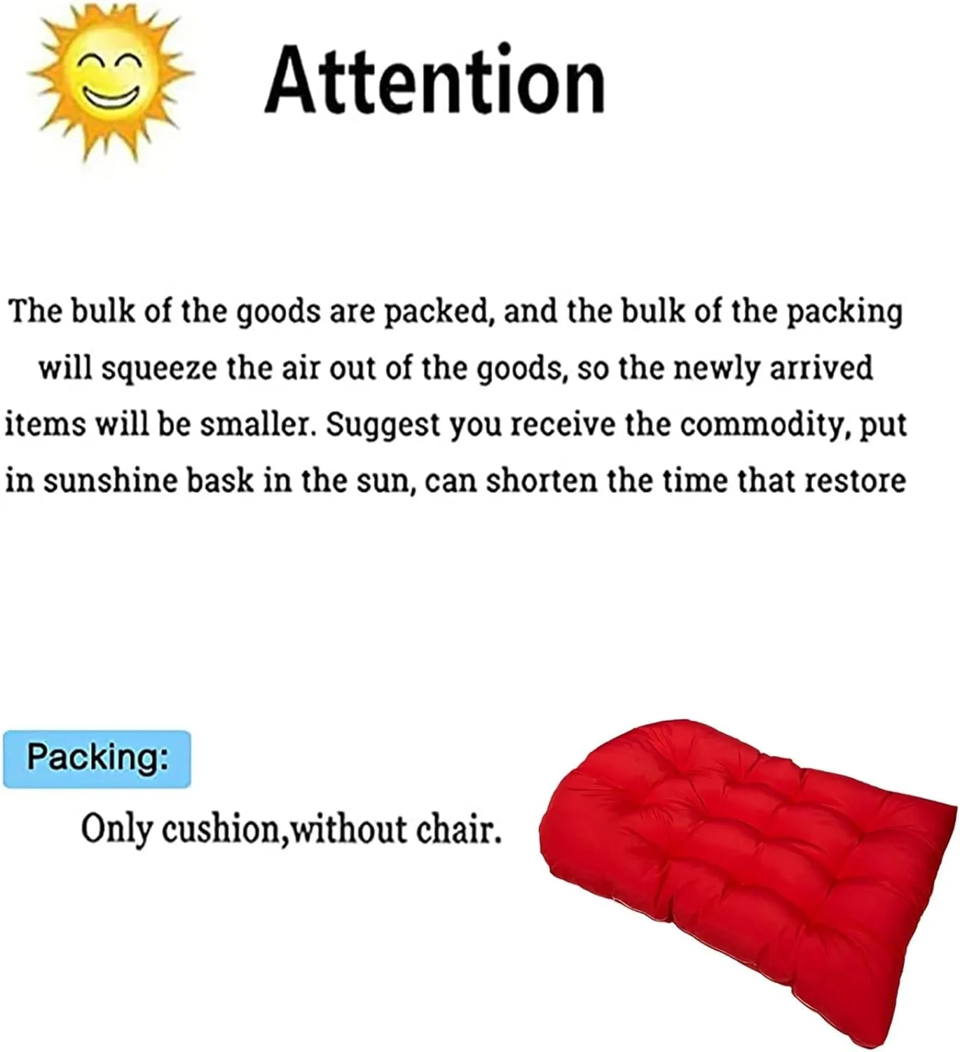 Thicken Orange Hanging Basket Seat Cushion Hammock Swing Chair Cushions U Shaped Egg Patio Chair Cushion for Indoor Outdoor Garden Offices 43x31in(Only Cushion)