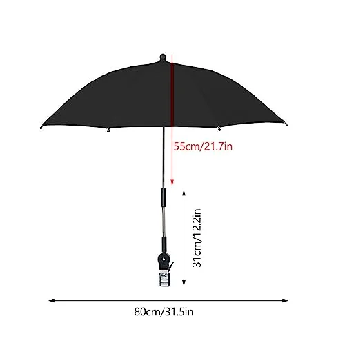32 Inch UV Protection Beach Chair Umbrella, Water Proof Chair Umbrella with Clamp, Universal Regulable Beach Chair Umbrella for Beach Chair Stroller Wheelchair Patio
